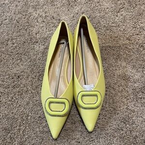 Lemon Yellow Kitten Heels. Size 11 1/2